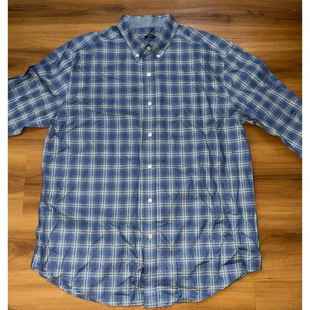 Mens NWOT J. McLaughlin Plaid Cotton Button Up Long Sleeve Casual Shirt - Picture 5 of 5